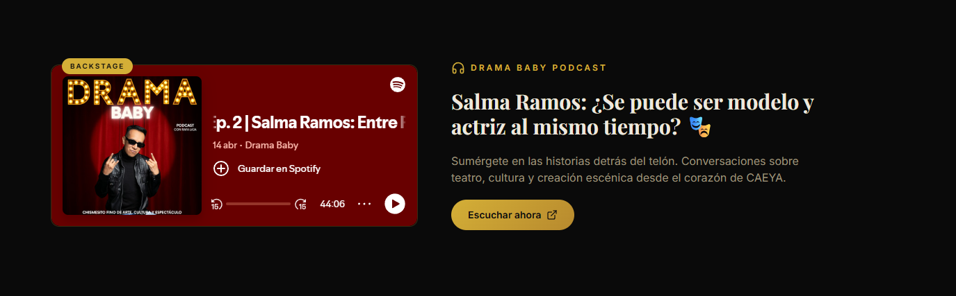 Sección de podcast Drama Baby de Caeya Celestina